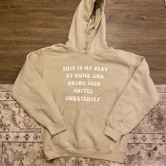 Maddie Green Designs Tops - Beige Hoodie Iced Coffee Small